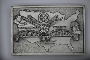 Hebilla de cinturón vintage Geo C Christopher Co. Steel Workers America 1984 - Imagen 1 de 2