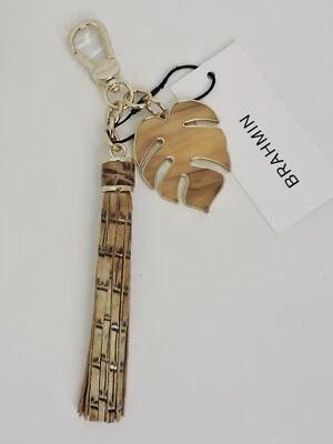 Brahmin Anacardo Hoja de Palma Rosas Verdes Melbourne Cuero Borla Dorado Dije Nuevo con Etiquetas Foto 1 de 4