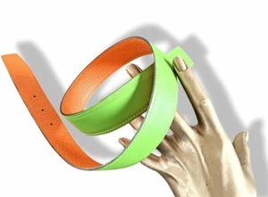 Hermes 2002 Green/Orange Calfskin Reversible Leather Strap Belt 32mm, sz70, BNIB - Picture 1 of 6