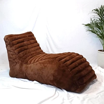 Bolsa de frijoles sillas sofá tumbona de piel bolsa de frijoles sofá solo funda sin frijoles marrón Foto 1 de 4