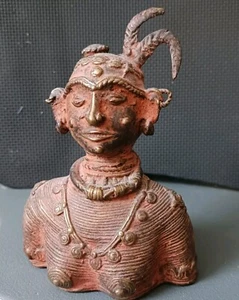 Vintage Metal Dhokra Statue Indian Tribal Art, Head & Torso, Brass & Copper? - Picture 1 of 9