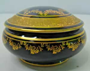 Lindner Kueps Bavaria Echt Kobalt Schüssel mit Deckel 155 blau gold 3,5" - Bild 1 von 7