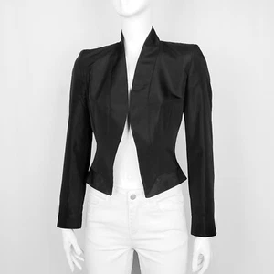 GIANFRANCO FERRE Silk-Like Jersey Open Blazer Fitted Short Jacket Black It38 XS - Picture 1 of 12