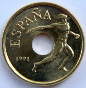 ESPAÑA JUAN CARLOS I 25 PESETAS 1991 KM-850 DISCO (ROLLO COMO NUEVO) - Imagen 1 de 2