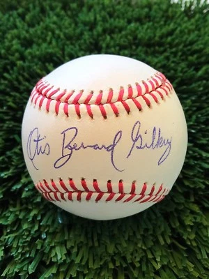 BERNARD GILKEY NOMBRE COMPLETO FIRMADO LIGA NACIONAL BÉISBOL CARDENALES METS Foto 1 de 2