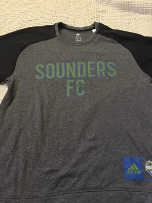 Seattle Sounders FC Mens Size L Gray/Black Adidas Climawarm Sweatshirt - Image 1 of 4