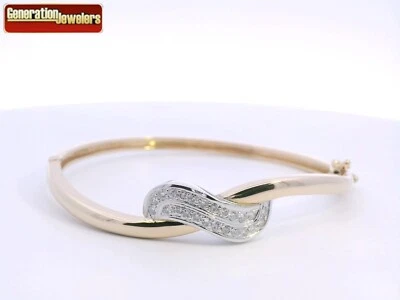 DESLUMBRANTE PULSEIRA PEQUENA DE OURO AMARELO 14K DIAMANTE 0,50 CTTW H/SI2 FRETE GRÁTIS - Imagem 1 de 4