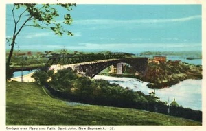 Bridge over Reversing Falls St. John New Brunswick Canada Vintage Postcard 1953 - Picture 1 of 2
