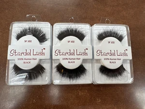 Stardel Lash 100% Echthaar Wimpern schwarz - SF 102 (3er Pack) -F - Bild 1 von 1