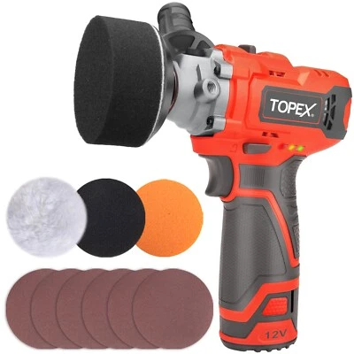 TOPEX 12V Cordless Polisher 3" Mini Car Detailing Buffer & Sander w/ Battery - image 1 of 4