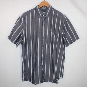 Lacoste Short Sleeve Shirt Mens 43 Relaxed XL Grey Striped Vintage Chest Pocket - Picture 1 of 15