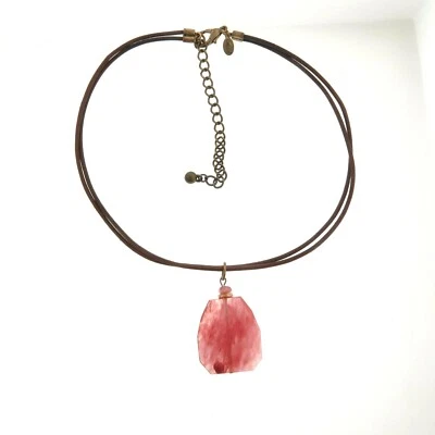 Chico's Glass Pendant Leather Necklace - Image 1 of 4