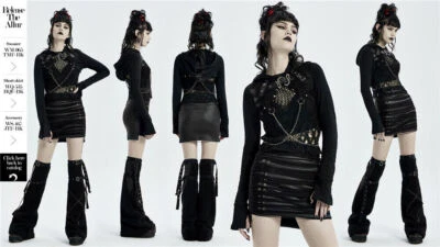 Uniforme militar gótico para mujer abrigo de manga larga hermosa chaqueta corta con capucha Foto 1 de 4