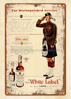 retro tins 1938 Ad Military Scotsman Dewars White Label Scotch metal tin sign