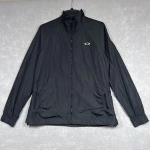 Oakley Jacket Womens Large Black Full Zip Up Windbreaker Golf Mock Neck Running - Picture 1 of 12