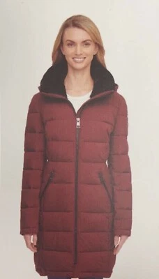 Andrew Marc Women's Red Hooded Long Parka Jacket Size SMALL - Image 1 of 2