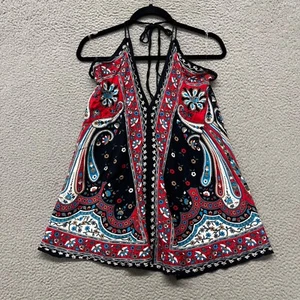 Neha Halter Top Womens M Red Paisley Handkerchief Bandana Bohemian Y2K Festival - Picture 1 of 10