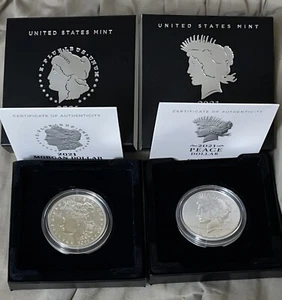 2 COIN SET 2021 MORGAN $1 SILVER CARSON CITY (CC) & PEACE DOLLAR - Picture 1 of 4