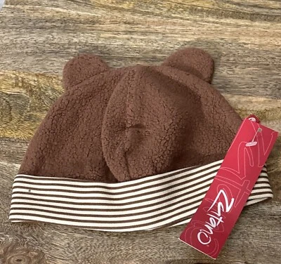 Zutano Cozie Sombrero de Vellón Oso Chocolate Gorra Talla 12 Meses Bebé NUEVO Foto 1 de 4
