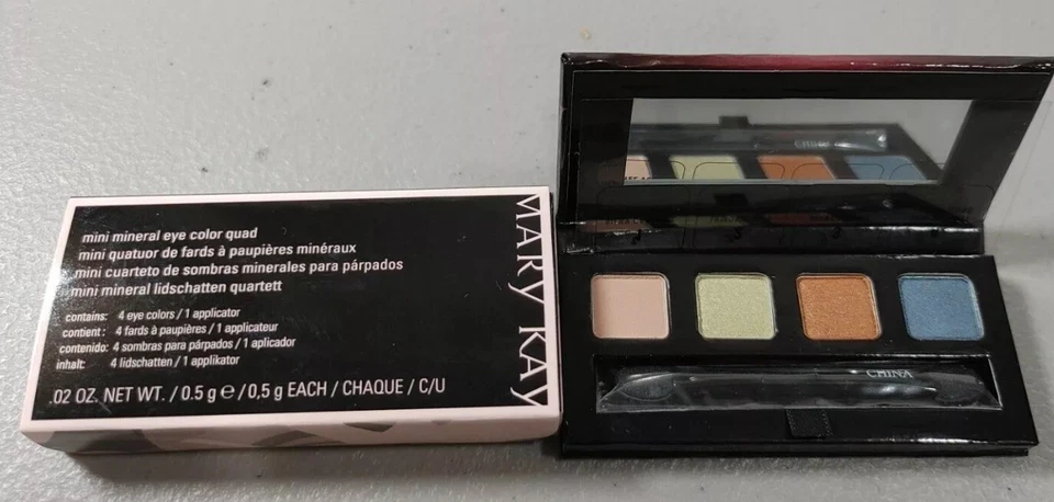 Mary Kay Mini Mineral Eye Color Quad Silky Caramel Lemongrass Amber Blaze Denim  - Image 1 of 1