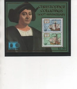 New Zealand 1992 Columbus MS overprinted Columbian Stamp Expo very fine used CTO - Picture 1 of 1
