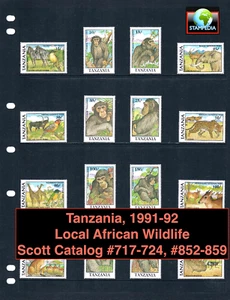 1/2 off $37.35 Scott Value - 1991-92 TANZANIA Wildlife Chimpanzees CV MNH NH UMM - Picture 1 of 4