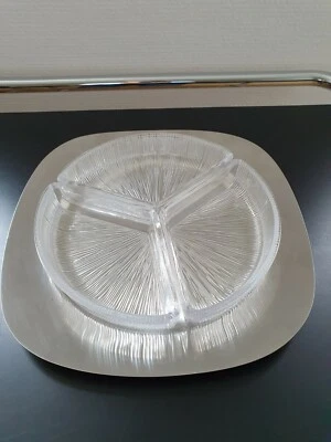 WMF Cromargan Anbietschale Antipasti mit 3 Glasschalen 60 er Jahre true vintage - Bild 1 von 4