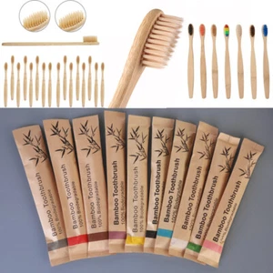 Cepillo de dientes de bambú natural ecológico 5 piezas cepillo mediano adulto saludable - Imagen 1 de 36