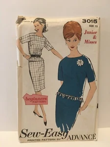 3015 Vintage Advance Sewing Pattern Juniors 1960s Two Piece Dress Easy Beginners - Picture 1 of 2