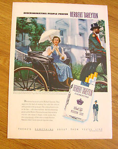 1951 Herbert Tareyton Ad Miss Elizabeth Taliaferro Bunnell Richmond VA