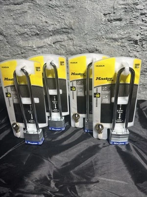 4 Pack Master Lock Padlock Keyed Alike 1-3/4-in Wide x 5-3/4-in Shackle 1KADLN