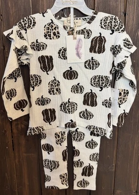 Jessica Simpson 24 Meses 2 Piezas Leopardo Otoño Calabaza Conjunto, Nuevo con Etiquetas Foto 1 de 4