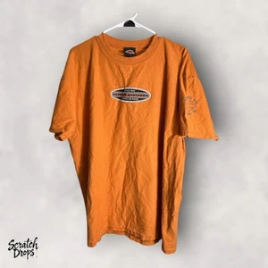 Vintage 90s Harley Davidson Orange Ribbed T-Shirt XL USA Made Biker Rare Tee - Picture 1 of 8