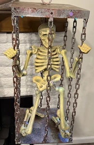 Rare VTG Gemmy X Large Shaking Screaming Light Up Skeleton In A Cage w/ Video - Picture 1 of 9