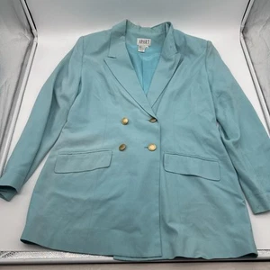 Apart VTG 2 piece Double Breasted 100% Silk suit Baby Blue in color - Picture 1 of 24
