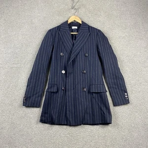 By Malene Birger Womens Blazer Jacket 6 Navy Wool Pinstripe Double Breasted - Picture 1 of 9