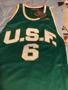 Neu mit Etikett Hardwood Legends USF 4XL BILL RUSSELL NCAA BASKETBALL Trikot #6 genäht Herren - Bild 1 von 6