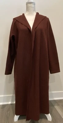 NWT Eileen Fisher Brownstone Light Boiled Wool Hooded Coat Jacket Cardigan Sz M - Image 1 of 4