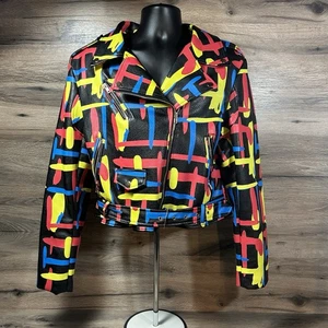 Abrigo Mujer Azalea Wang Imitación Cuero "Haring" Graffiti Moto Chaqueta XXL J1647 - Imagen 1 de 6