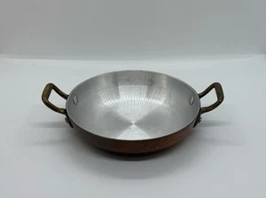 Vintage Copper Double Brass Handle Pan 5" Unbranded Made In France Or Italy? - Picture 1 of 6