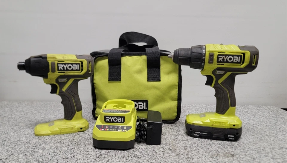 Ryobi 2-Tool Combo Kit, Cordless Li-Ion 18V Max Drill & Impact Driver Set - Image 1 of 4