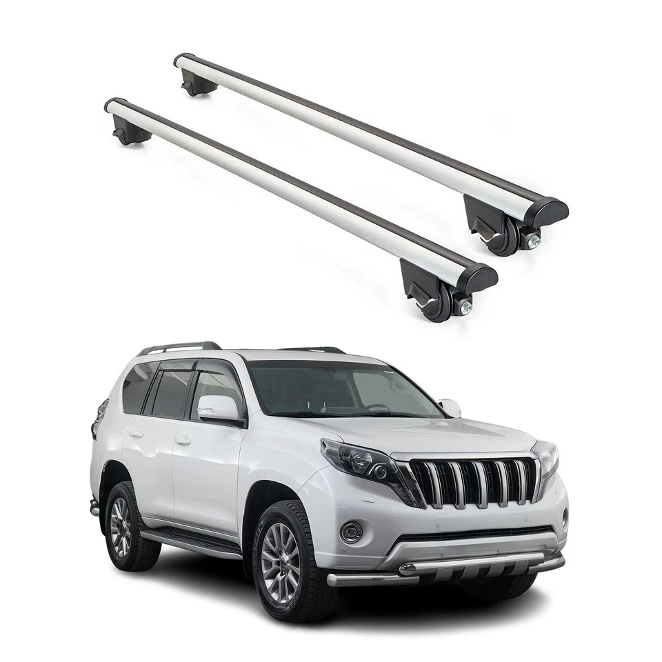 Roof Rack Cross Bars Lockable for Toyota Land Cruiser 1998-2007 Gray 2Pcs - Image 1 of 4