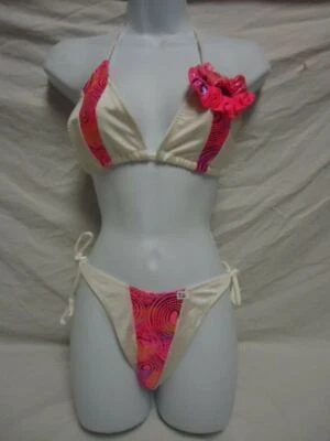 White Pink 2 Piece Bikini Size M/L Scrunchie Womens Swimsuit NWOT #26 - Image 1 of 2