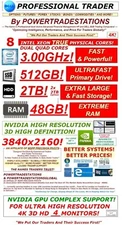 DELL Trading Computer 4Monitor 48GBRAM 8CoreXeon3GHz 512SSD 2TBHDD 3840x2160 W10