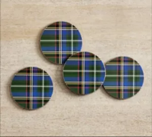 NUOVO POTTERY BARN STEWART PLAID SOTTOBICCHIERI IN SUGHERO SET DI 4 VERDE - Foto 1 di 4