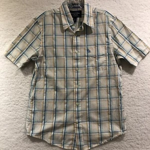 Abercrombie & Fitch Shirt Mens Size Medium Muscle Green Check Button Up Moose - Picture 1 of 11