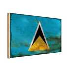 Holzschild Holzbild 20x30 cm Saint Lucia Fahne Flagge Geschenk Deko