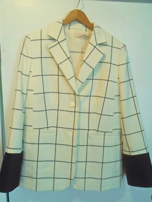 Blazer Tory Burch Canterbury Lana Cuadros Ventana Nuevo con Etiquetas Talla 6 $498 Foto 1 de 4