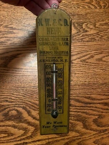 Wooden Advertising Thermometer-Neff Building Supplies, Coal, Lumber Geneseo, NY - Picture 1 of 12