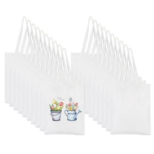 40 Pcs 14 x 13 Inch Polyester Blank Sublimation Tote Bags, White - Picture 1 of 5